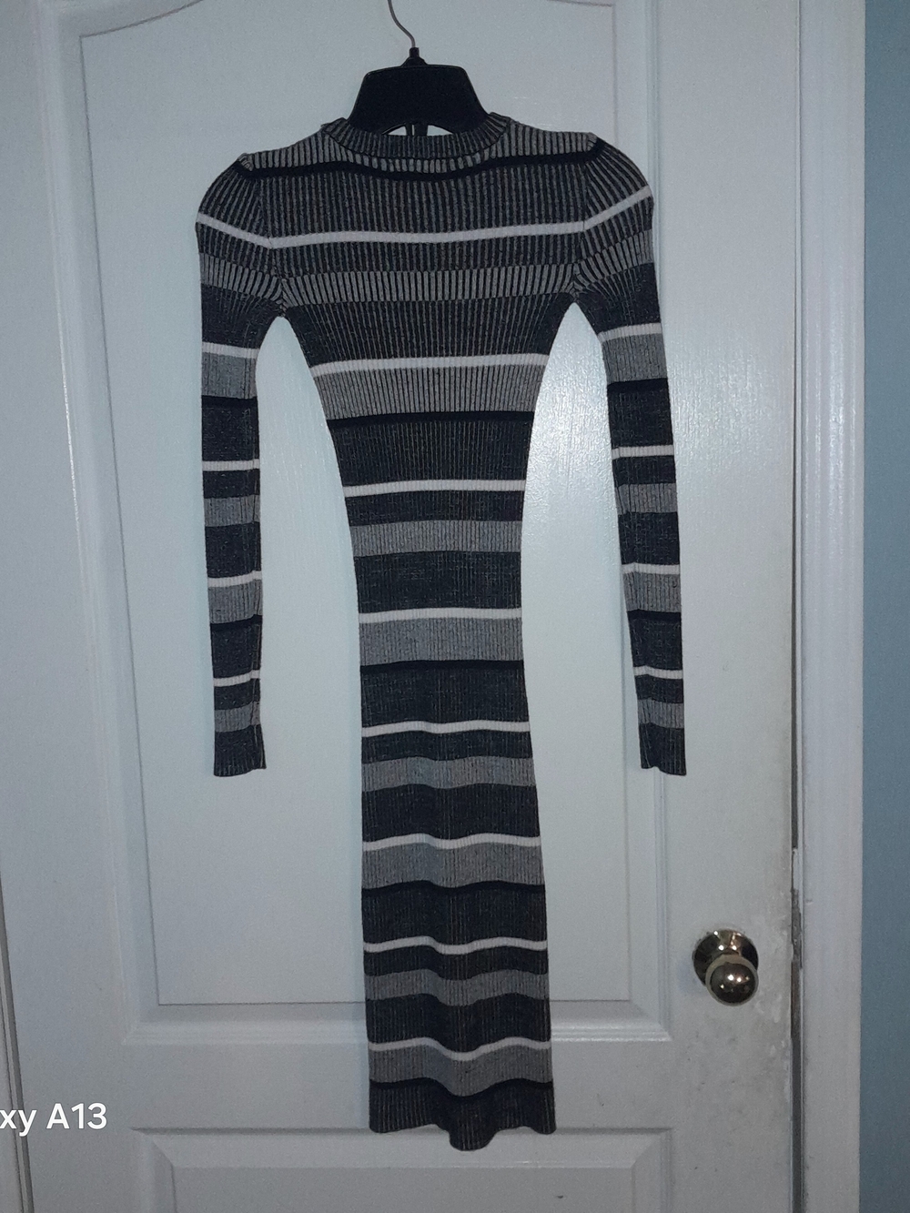 QED London Black & Gray Ribbed Striped Bodycon Dress